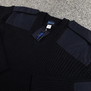 NEW Galls Sweater Mens L Navy Blue Commando V Neck Pullover Knit Tactical Army